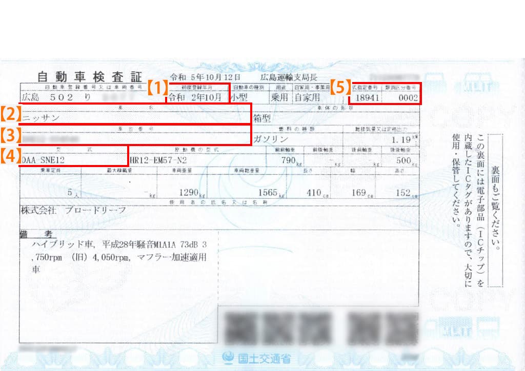 自動車車検証